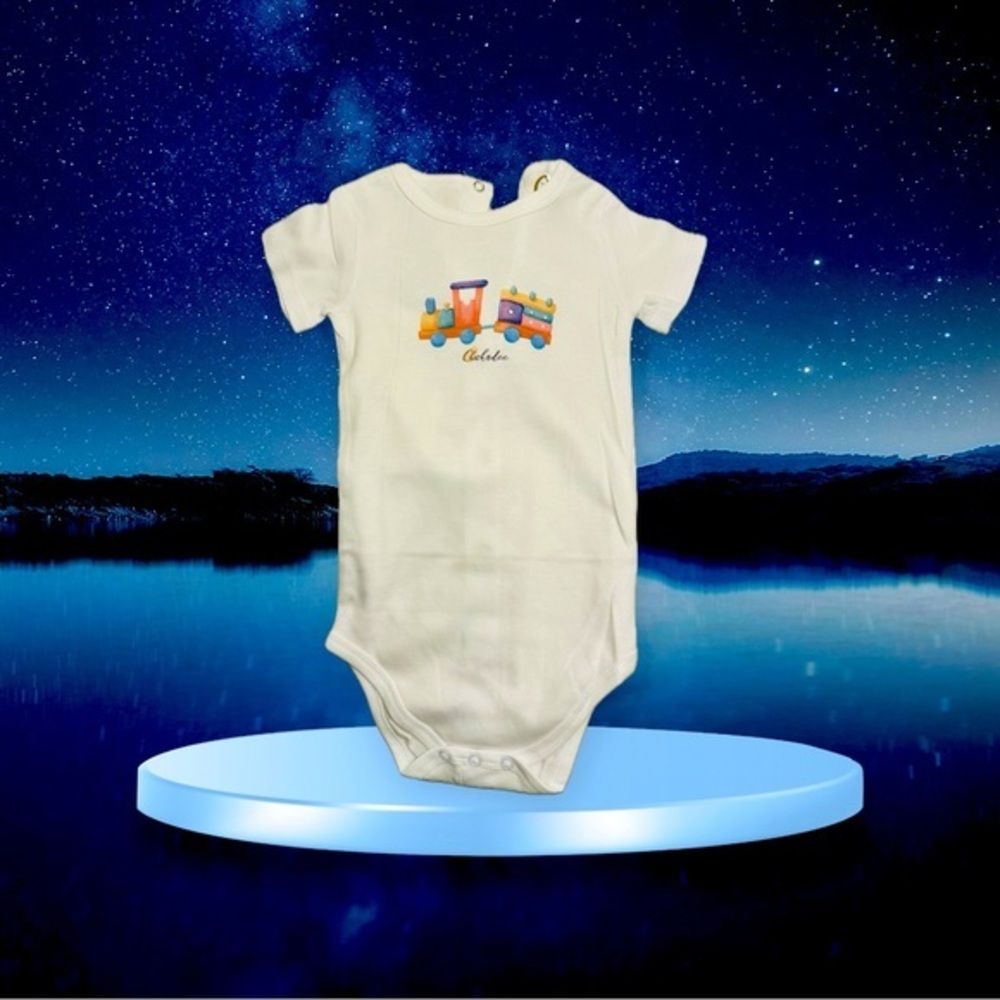 Train romper 12 mos Chickadee